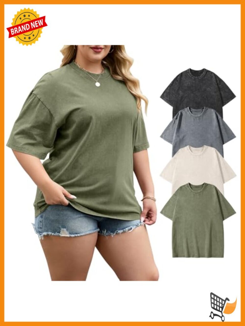 4 Pack Plus Size Oversized Tees Vintage Wash Short Sleeve Unisex Workout Tops